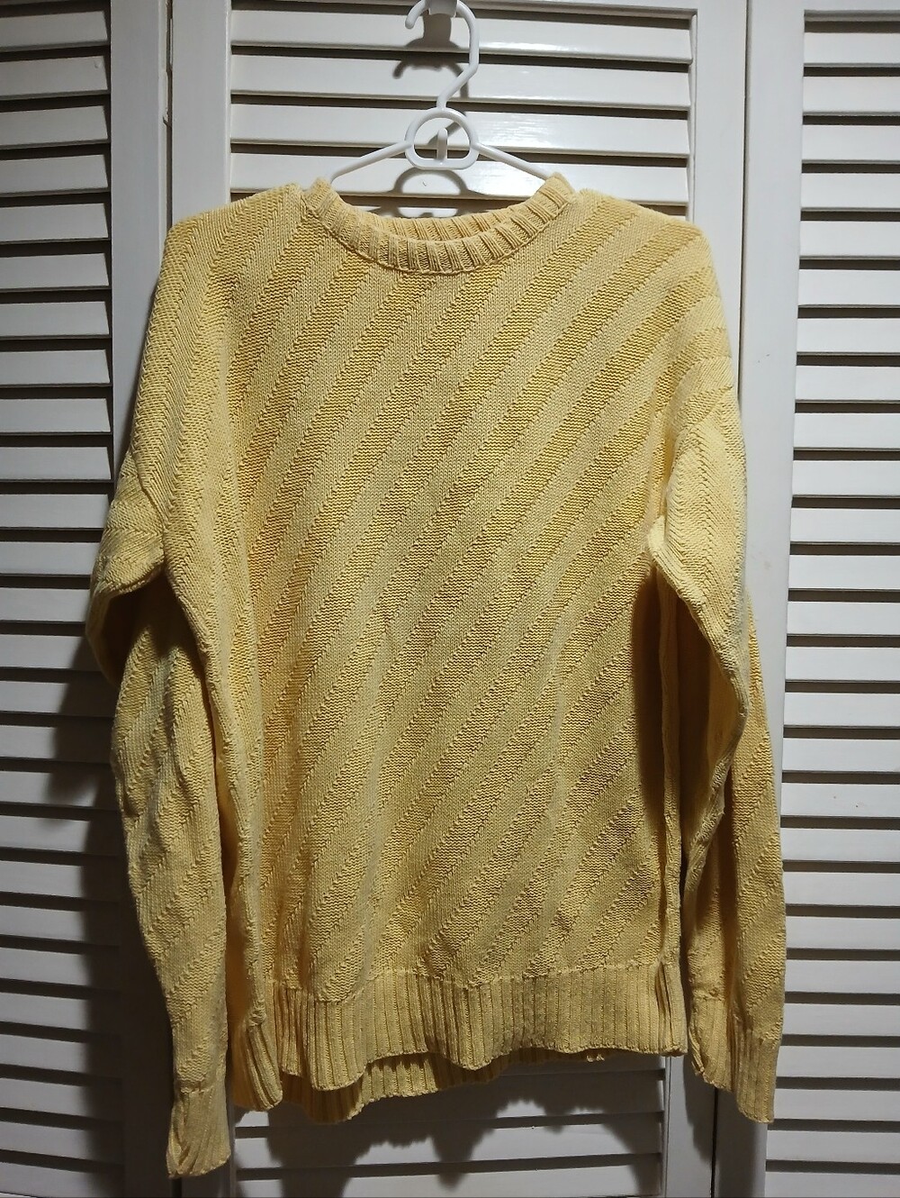 Vintage L S Ayres and Company Yellow Cotton Knit Sweater Mens Medium